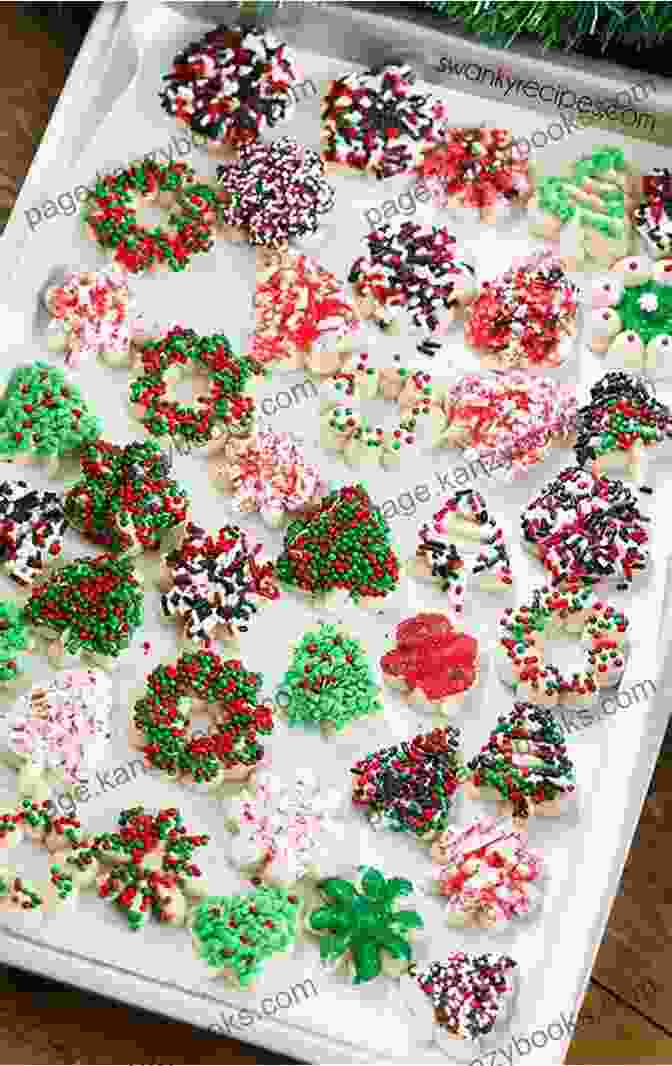 A Platter Of Festive Christmas Spritz Cookies, Adorned With Colorful Sprinkles And A Touch Of Holiday Cheer. 50 Christmas Spritz Cookies Traditional And Seasonal Homemade Cookie Press Recipes (The Ultimate Christmas Recipes And Recipes For Christmas Collection 11)